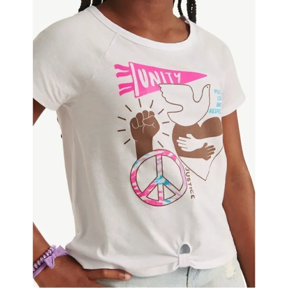 Justice Girls Lightweight Knot Front Graphic T-Shirts 2-Pack Size M (10)